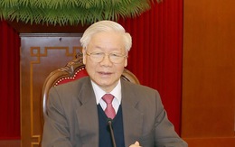 Tổng bí thư Nguyễn Phú Trọng chúc mừng Tổng bí thư Tập Cận Bình tái đắc cử