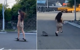 Cô gái trượt patin ngã sõng soài