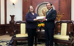 Tổng lãnh sự Mỹ Marie Damour chào từ biệt Bí thư Nguyễn Văn Nên