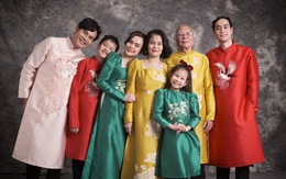 Gia đình 3 thế hệ của MC Hồng Phúc tung ảnh với áo dài đón Tết 2023