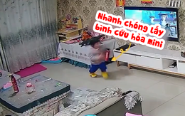 Bé gái có pha xử lý nhanh trí khi thấy cháy thùng rác