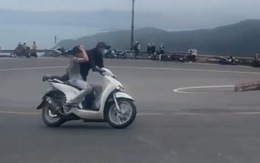 Làm rõ clip đôi nam nữ lái xe máy ‘làm xiếc’ trên đèo Hải Vân