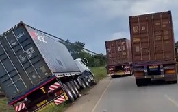 Hai xe container hợp sức cứu 'đồng nghiệp' thoát nạn