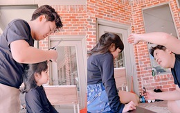 Ảnh vui sao Việt 3-4: Trường Giang trổ tài cắt tóc cho con gái
