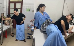Chồng bắt chước dáng đi vợ ốm khi nằm viện
