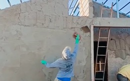 Thợ xây trát tường cao 4m, không cần giàn giáo