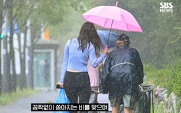 Cô gái trẻ nhường dù cho cụ già đẩy xe rác 'gây bão' ở Hàn Quốc