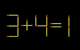 Thử tài IQ: Di chuyển một que diêm để 3+4=1 thành phép tính đúng