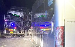 Hiện trường vụ xe tải và xe khách tông nhau làm một tài xế tử vong