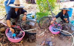 Chàng trai biến xe đạp thành 'máy giặt chạy bằng cơm'