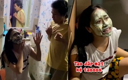 Cô gái đắp mặt nạ bị chàng trai tát vì tưởng ma