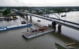 10 ngày mới sửa xong dầm cầu Mang Thít bị sà lan va trúng
