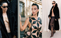 Katy Perry gây sốc khi cởi trần xem show thời trang