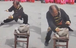 Võ sư Trung Quốc quê một cục khi trổ tài vận công đập đá