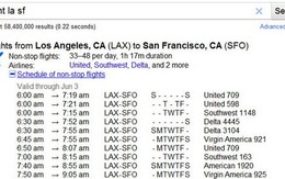Google Search có thể tìm nhanh chuyến bay