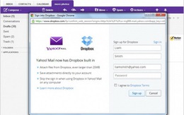 Yahoo! Mail kết hợp Dropbox gửi file dung lượng lớn