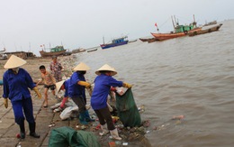 Gom rác đổ xuống biển
