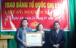 Trao bằng Tổ quốc ghi công cho liệt sỹ Nguyễn Tài Dũng