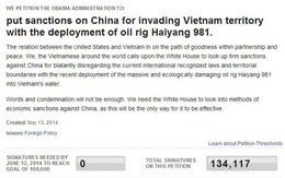Hơn 134.000 người ký đơn yêu cầu Mỹ trừng phạt Trung Quốc