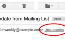 Gmail giúp bỏ nhanh đăng ký nhận thư thông báo