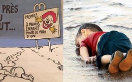 Charlie Hebdo lại gây bão về tranh biếm họa em bé di cư