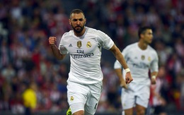 Benzema lập cú đúp đưa Real Madrid lên đầu bảng