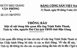 Hậu Giang triệu tập ông Trịnh Xuân Thanh việc xin ra khỏi Đảng