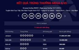 Tiếp tục có người trúng xổ số Vietlott hơn 71 tỷ đồng