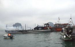 Tạm dừng đội tàu có tàu cháy trên vịnh Hạ Long