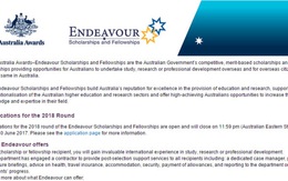 Australia bắt đầu nhận hồ sơ học bổng Endeavour năm 2018