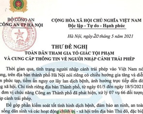 Giám đốc Công an Hà Nội đề nghị người dân tố giác người nhập cảnh trái phép