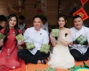 Hoa hậu Đỗ Thị Hà, Lương Kỳ Duyên gói bánh chưng cho trẻ em vùng cao