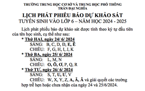 Trường THCS và THPT Trần Đại Nghĩa thông báo lịch phát phiếu báo dự khảo sát tuyển sinh lớp 6