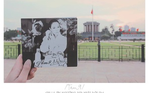Cô gái mang ảnh Mỹ Tâm đi khắp Hà Nội