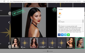Hình ảnh Kim Duyên xuất hiện chính thức trên trang voting của Miss Universe