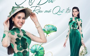 Hoa hậu Đỗ Hà diện áo dài rau má, tặng quà và đặc sản Việt Nam cho các thí sinh