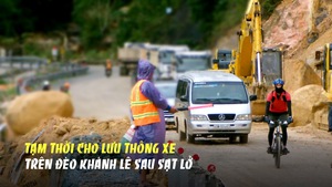 Tạm thời cho lưu thông xe trên đèo Khánh Lê sau sạt lở