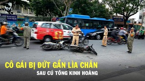 Cô gái bị đứt gần lìa chân sau tai nạn