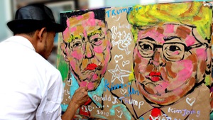 Họa sĩ Việt vẽ tranh về cuộc gặp “Trump - Kim”