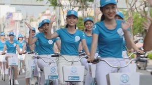 Thí sinh Miss World Việt Nam nhiệt tình tham gia đạp xe vì môi trường
