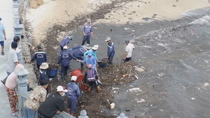 Phú Quốc dọn rác tại bãi biển Dinh Cậu sau đợt ngập lũ