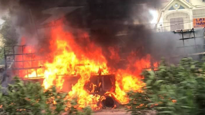 Video: Xe tải chở bò bốc cháy dữ dội ở Nghệ An, nhiều con bị lửa thiêu chết