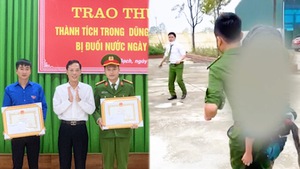 Video: Khen thưởng thượng úy công an và bí thư đoàn xã cứu cháu bé đuối nước thoát chết