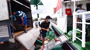 Video: 40 tấn rau, củ chở bằng tàu cao tốc từ Tiền Giang đến TP.HCM cung cấp cho người dân