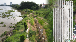 Hình ảnh ngổn ngang tại dự án chống sạt lở sông Sài Gòn ở bán đảo Thanh Đa