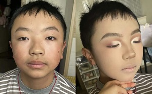 Chị gái lôi em trai ra thực hành makeup, kết quả 'lác mắt'