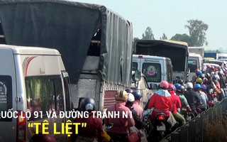 Quốc lộ 91 và đường tránh N1 “tê liệt” vì khách hành hương đến An Giang quá đông