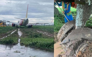 Video: Mưa cực lớn, máy bay Vietjet hạ cánh lệch đường băng Tân Sơn Nhất