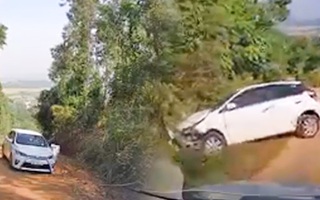 Video: Ô tô leo đèo bị tụt dốc không phanh ở 'Đồi Bù Land’