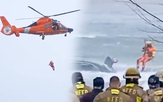 Video: Dùng trực thăng cứu hộ người phụ nữ bị kẹt trong ô tô rơi xuống thác